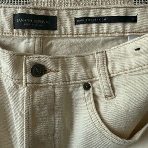 Banana Republic Cream High-Rise Wide-leg Jeans